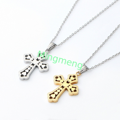 Retro Peach Heart Cross Pendant、 Cross Accessories Nuovo Colletto in acciaio inossidabile Colletto di acciaio in titanio moda donna