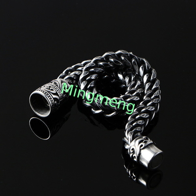 Braccialetto maschile in acciaio inossidabile con fascia magnetica a superfici retro, accessorio alla moda