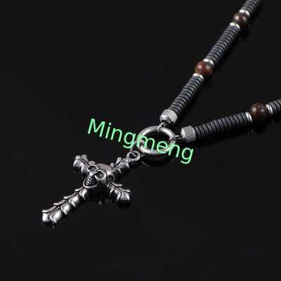Retro hip-hop in acciaio inossidabile croce pendente teschio, trendy ragazzo collana tag appesa