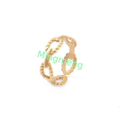 Semplice, alla moda, versatile, anello personalizzato con anello d'apertura in acciaio regolabile in oro