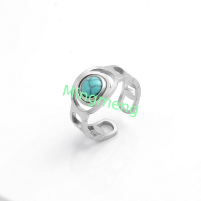 Anello donna moda nicchia design senso titanio acciaio pavone pietra anello donna luce lusso temperamento versatile anello indice aperto