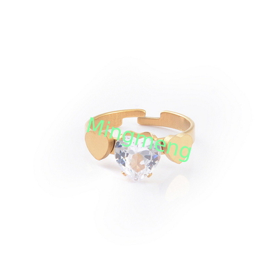 Moda personalizzata amore femminile simmetrico zircone donna in acciaio inossidabile anello a punta aperta