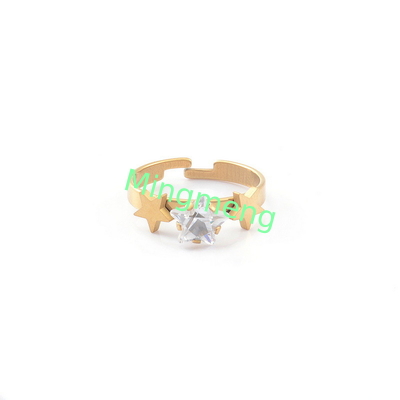 Moda personalizzata amore femminile simmetrico zircone donna in acciaio inossidabile anello a punta aperta