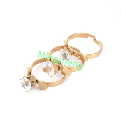 Moda personalizzata amore femminile simmetrico zircone donna in acciaio inossidabile anello a punta aperta