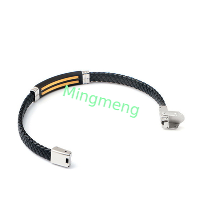 Braccialetto di cuoio a corda trendy retro cuoio tessuto in acciaio inossidabile braccialetto maschile di moda