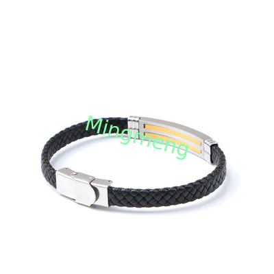 Braccialetto di cuoio a corda trendy retro cuoio tessuto in acciaio inossidabile braccialetto maschile di moda