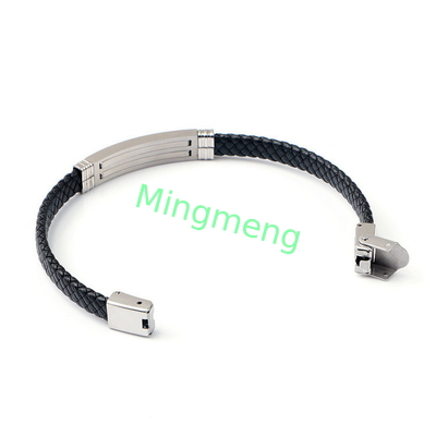 Braccialetto di cuoio a corda trendy retro cuoio tessuto in acciaio inossidabile braccialetto maschile di moda