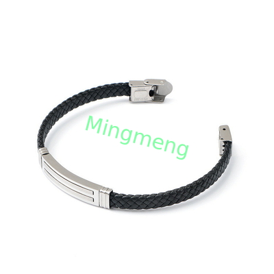 Braccialetto di cuoio a corda trendy retro cuoio tessuto in acciaio inossidabile braccialetto maschile di moda