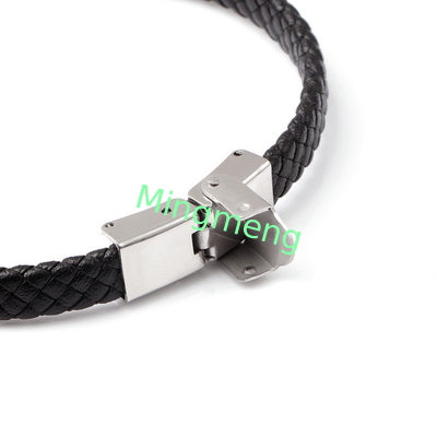 Braccialetto di cuoio a corda trendy retro cuoio tessuto in acciaio inossidabile braccialetto maschile di moda
