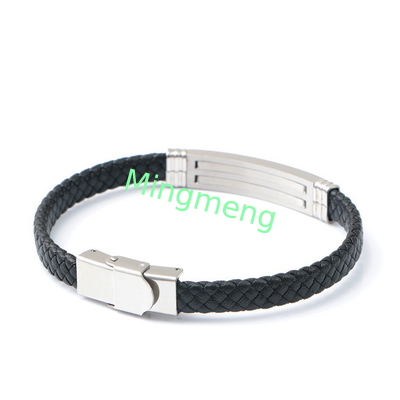 Braccialetto di cuoio a corda trendy retro cuoio tessuto in acciaio inossidabile braccialetto maschile di moda