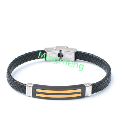 Braccialetto di cuoio a corda trendy retro cuoio tessuto in acciaio inossidabile braccialetto maschile di moda