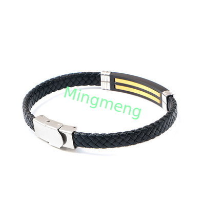 Braccialetto di cuoio a corda trendy retro cuoio tessuto in acciaio inossidabile braccialetto maschile di moda