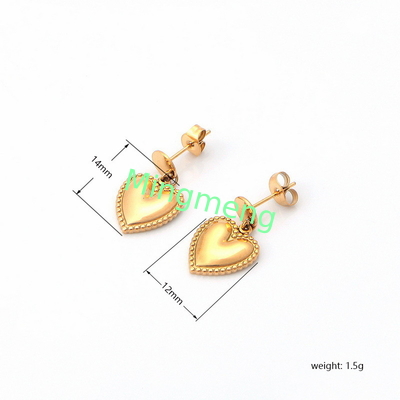 Orecchini in acciaio inossidabile in forma di cuore per donna in oro con orecchini personalizzati in stile cuore di pesco