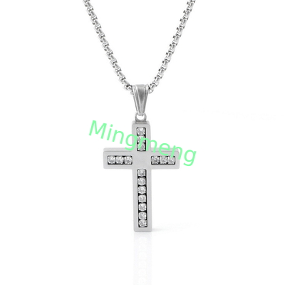 Collante di croce di diamanti di alta qualità, leggero, di lusso, di moda, collana lunga per uomini.