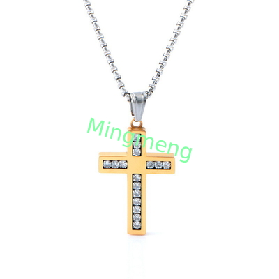 Collante di croce di diamanti di alta qualità, leggero, di lusso, di moda, collana lunga per uomini.