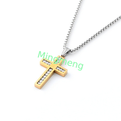 Collante di croce di diamanti di alta qualità, leggero, di lusso, di moda, collana lunga per uomini.