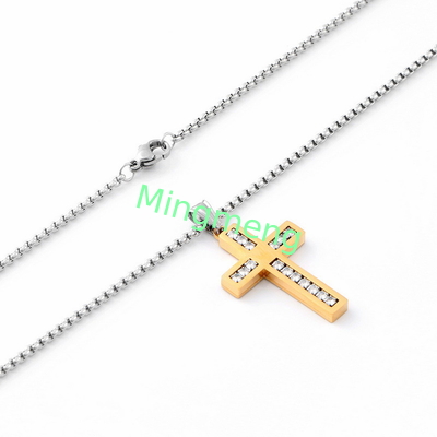 Collante di croce di diamanti di alta qualità, leggero, di lusso, di moda, collana lunga per uomini.