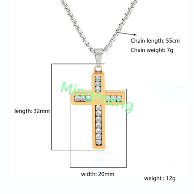 Collante di croce di diamanti di alta qualità, leggero, di lusso, di moda, collana lunga per uomini.