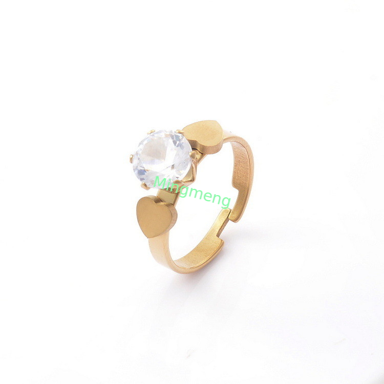 Moda personalizzata amore femminile simmetrico zircone donna in acciaio inossidabile anello a punta aperta