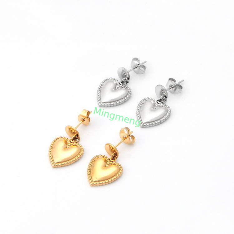 Orecchini in acciaio inossidabile in forma di cuore per donna in oro con orecchini personalizzati in stile cuore di pesco