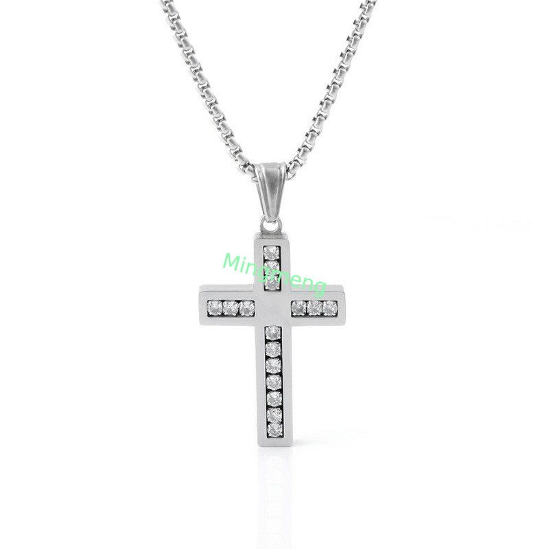 Collante di croce di diamanti di alta qualità, leggero, di lusso, di moda, collana lunga per uomini.