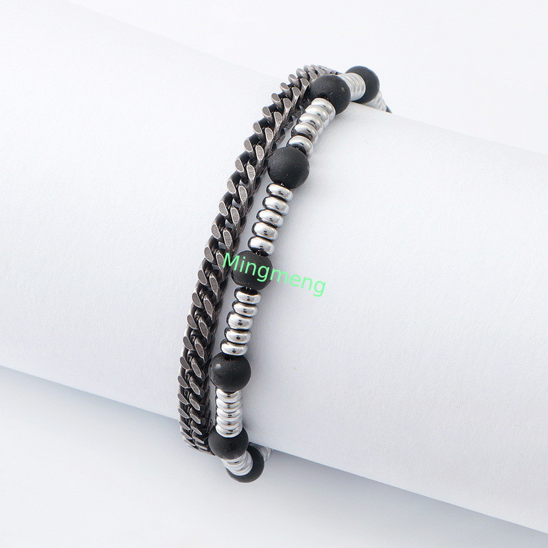 Braccialetto a catena a chiusura regolabile Accessoio per uomini versatile con ornamento unico in pietra biliare e design minimalista moderno