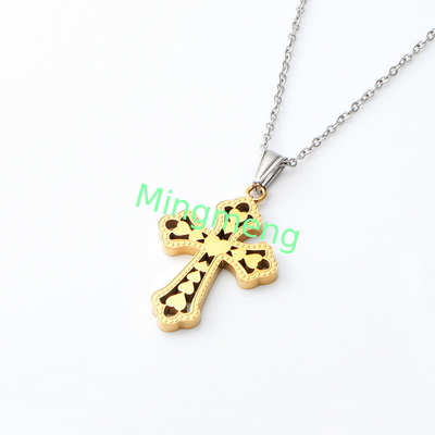 Retro Peach Heart Cross Pendant、 Cross Accessories Nuovo Colletto in acciaio inossidabile Colletto di acciaio in titanio moda donna