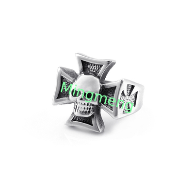 Retro Croce Teschio Anello in acciaio inossidabile Titanio Punk Stile alla moda