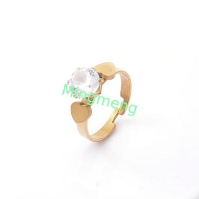 Moda personalizzata amore femminile simmetrico zircone donna in acciaio inossidabile anello a punta aperta