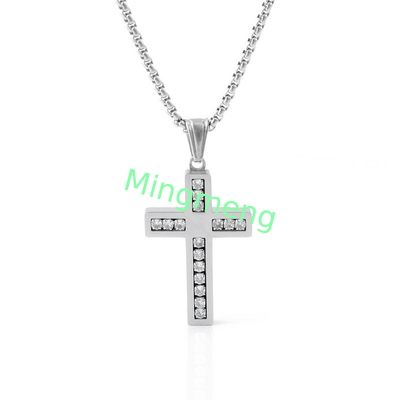 Collante di croce di diamanti di alta qualità, leggero, di lusso, di moda, collana lunga per uomini.